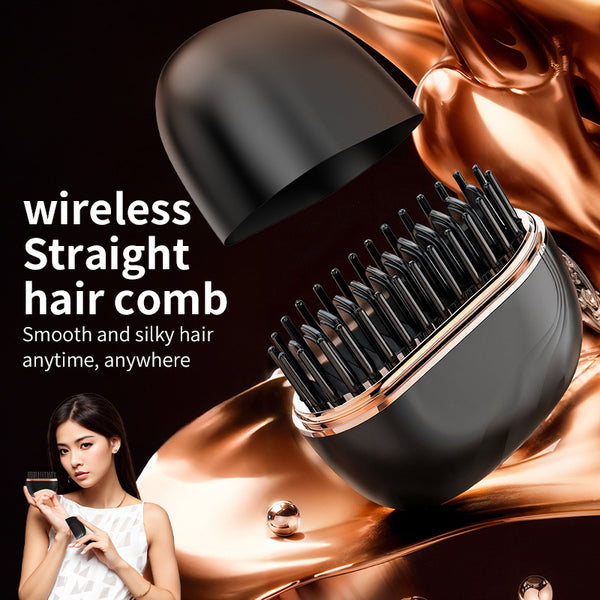 Mini Wireless Hair Straightening Comb – Portable Heat Styler for Quick & Gentle Hair Care