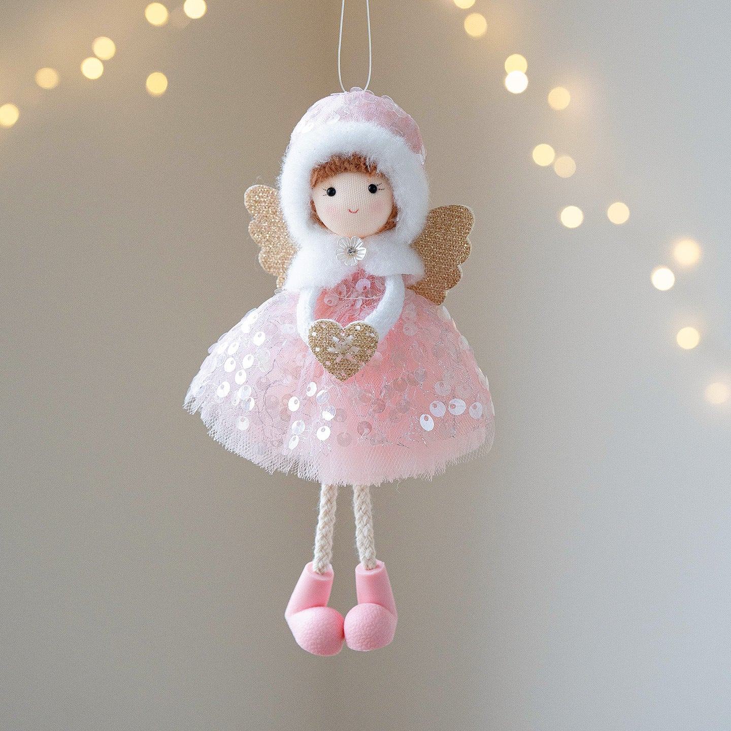 Christmas Angel Girl Pendant – Big Eyes Winter Mesh Charm Decoration