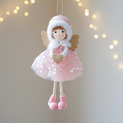 Christmas Angel Girl Pendant – Big Eyes Winter Mesh Charm Decoration