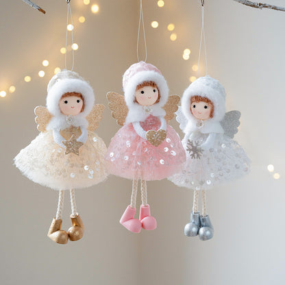Christmas Angel Girl Pendant – Big Eyes Winter Mesh Charm Decoration