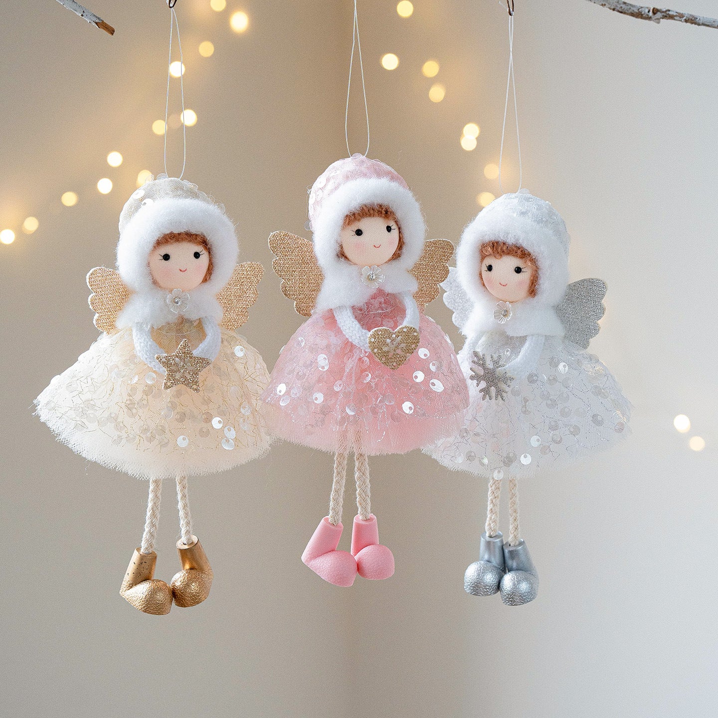 Christmas Angel Girl Pendant – Big Eyes Winter Mesh Charm Decoration