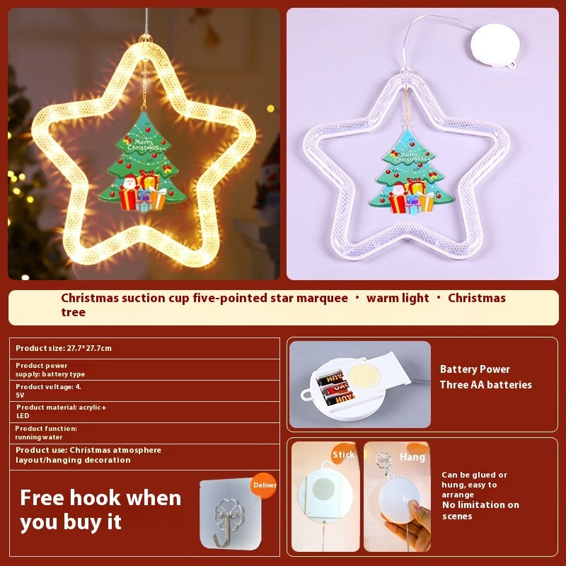 LED Christmas Star Pendant Decoration – Holiday Window & Door Ornament with Lights for Festive Atmosphere