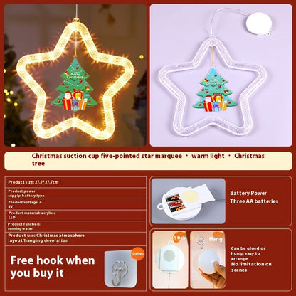 LED Christmas Star Pendant Decoration – Holiday Window & Door Ornament with Lights for Festive Atmosphere