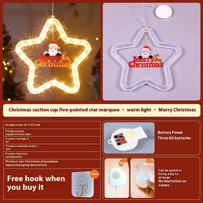 LED Christmas Star Pendant Decoration – Holiday Window & Door Ornament with Lights for Festive Atmosphere