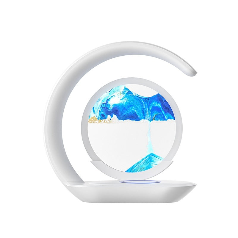 Creative Desktop Fast Wireless Charger with Sand Painting Ambient Light – Decorative Desk Lamp