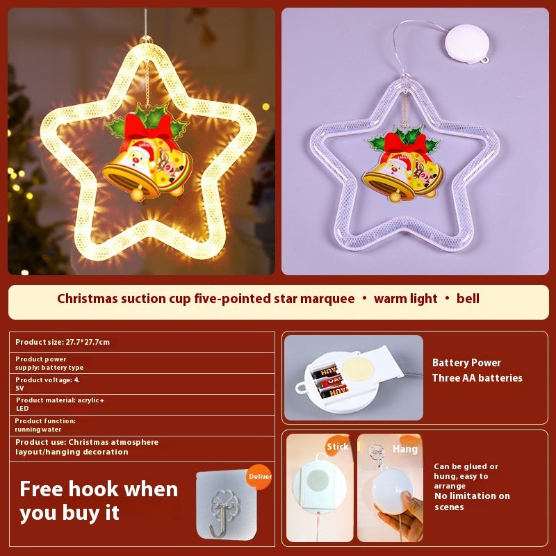 LED Christmas Star Pendant Decoration – Holiday Window & Door Ornament with Lights for Festive Atmosphere
