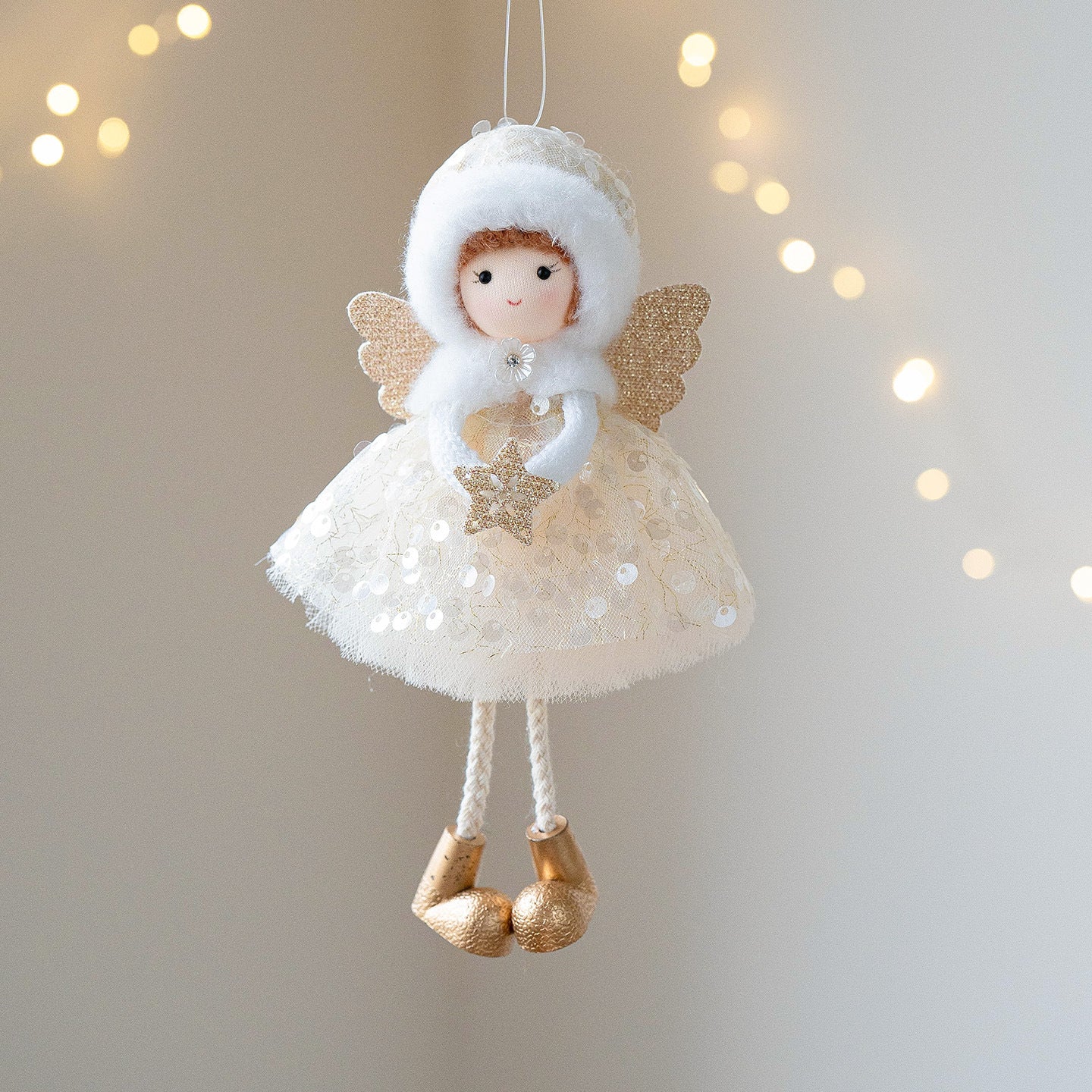 Christmas Angel Girl Pendant – Big Eyes Winter Mesh Charm Decoration