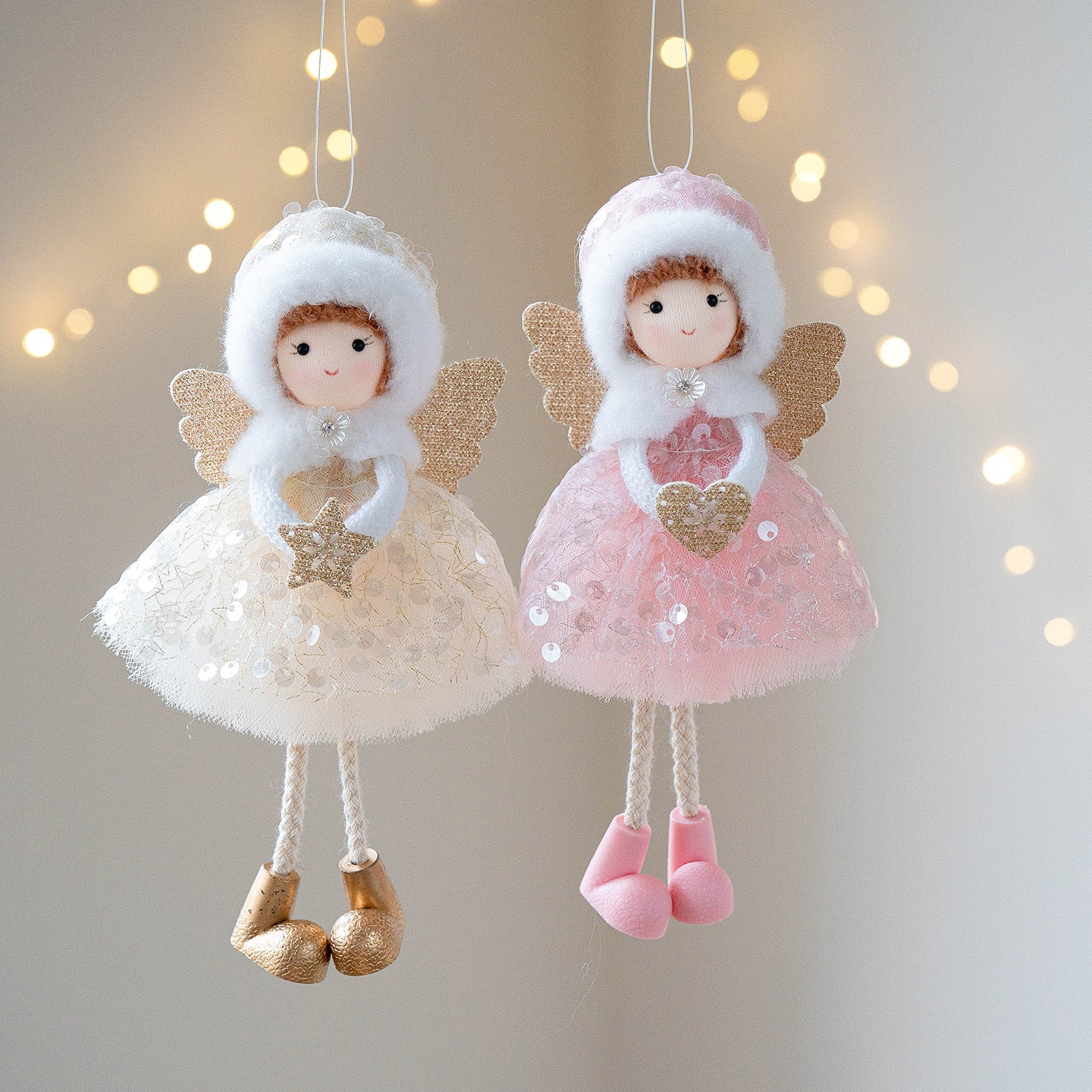 Christmas Angel Girl Pendant – Big Eyes Winter Mesh Charm Decoration