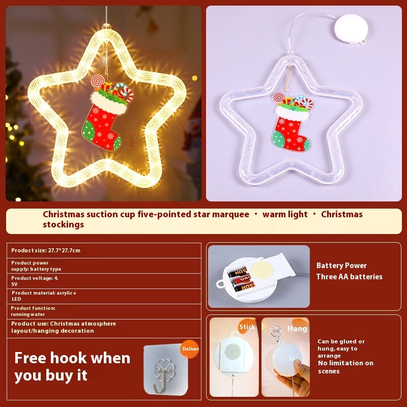 LED Christmas Star Pendant Decoration – Holiday Window & Door Ornament with Lights for Festive Atmosphere