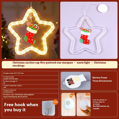 LED Christmas Star Pendant Decoration – Holiday Window & Door Ornament with Lights for Festive Atmosphere
