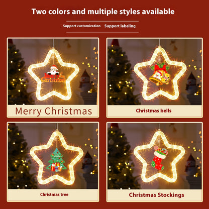 LED Christmas Star Pendant Decoration – Holiday Window & Door Ornament with Lights for Festive Atmosphere